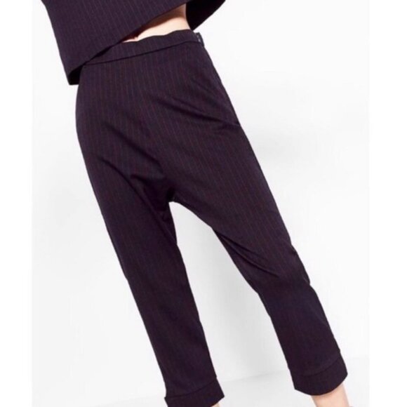 ZARA NWT Navy Blue Pinstripe Trouser Pants Size Small - Picture 5 of 8